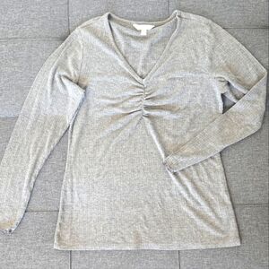 Lauren Conrad gray ruched blouse